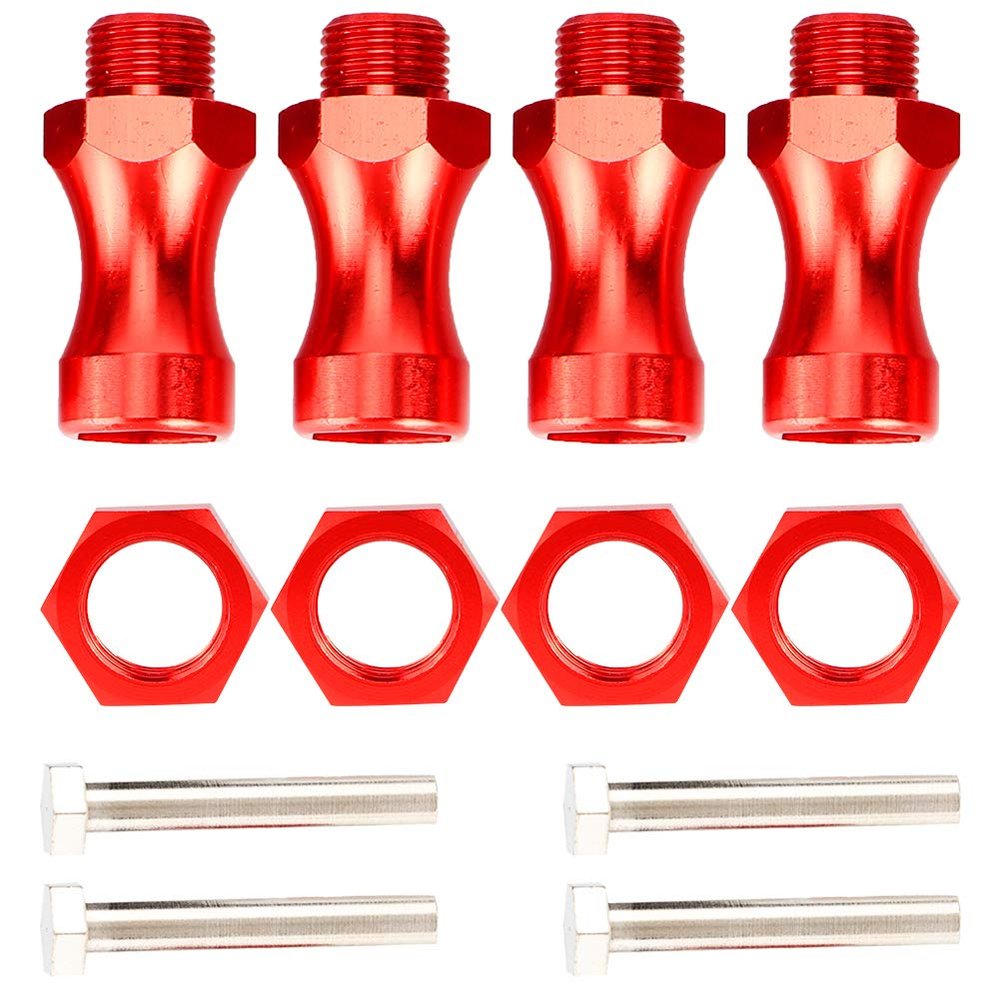 Replacement Part For 4Pcs Metal RC Wheel Hex Driver 12mm Turn 17mm Extension Hex Adapter For RC Car Truck Parts - (Color: Red)