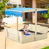 YOLENY Sandbox with Lid,Kids Sandbox with Cover Outdoor,Wooden Sand Box with 2 Foldable Bench Seats for Ages 2-8, Adjustable UV-Resistant Roof & Bottom Liner for Backyard,Beach,Christmas Decorations view 3