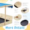 YOLENY Sandbox with Lid,Kids Sandbox with Cover Outdoor,Wooden Sand Box with 2 Foldable Bench Seats for Ages 2-8, Adjustable UV-Resistant Roof & Bottom Liner for Backyard,Beach,Christmas Decorations view 4