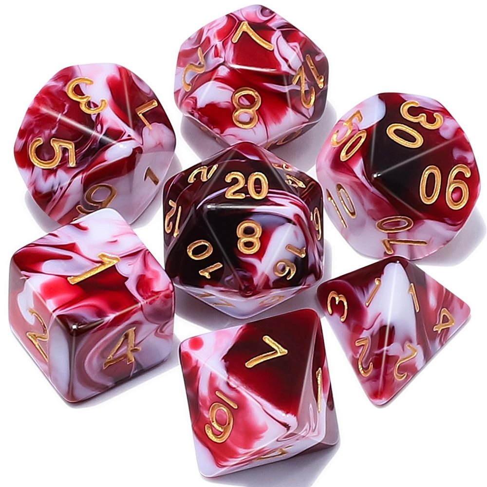 CiaraQ DND Polyhedral Dice Set with a Black Dice Bag for D&D RPG MTG Role Playing Table Games
