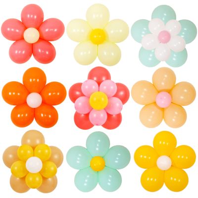 136 Pcs Daisy Flower Balloons DIY Kit - Groovy Boho Theme Party Decorations, Daisy Flower Balloon Set for Groovy Retro Hippie Birthday, Baby Shower,Wedding Party Supplies