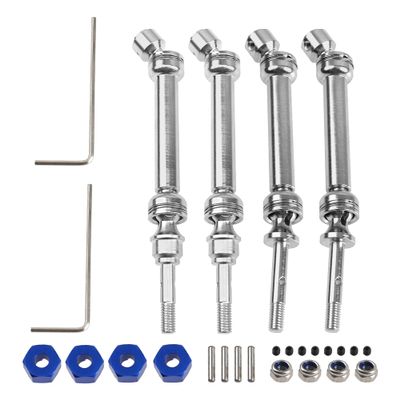 2Pairs ShareGoo Front & Rear Steel Drive Shaft Transmission Axle Compatible with Traxxas Slash 4X4 Nitro Rustler VXL Stampede 4X4 1/10 RC Car Truck (Blue)