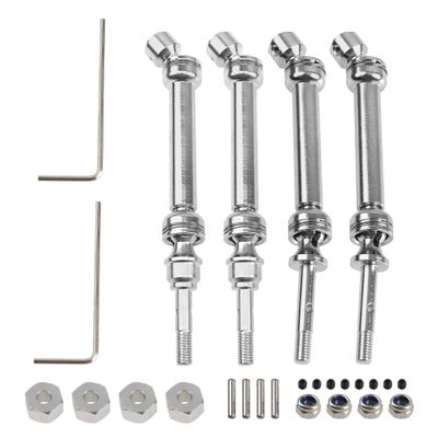 2Pairs ShareGoo Front & Rear Steel Drive Shaft Transmission Axle Compatible with Traxxas Slash 4X4 Nitro Rustler VXL Stampede 4X4 1/10 RC Car Truck (Silver)