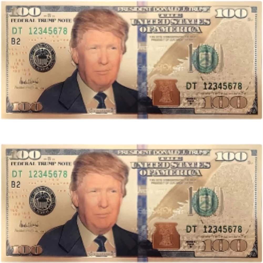 blinkee Two Pack 100 USD President Donald Trump Collectible Gold Plated Fake Bank Note