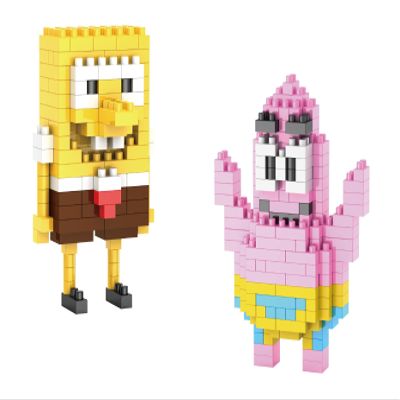 EBTY DREAMS Inc. - Set of 2 Bob, Patrick Educational DIY Model Mini Building Blocks