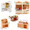 43 Pcs Dollhouse Furniture Kitchen Play Set Miniature Refrigerator with Mini Food Pots and Pans Set Pretend Kitchen Accessories Toys view 2