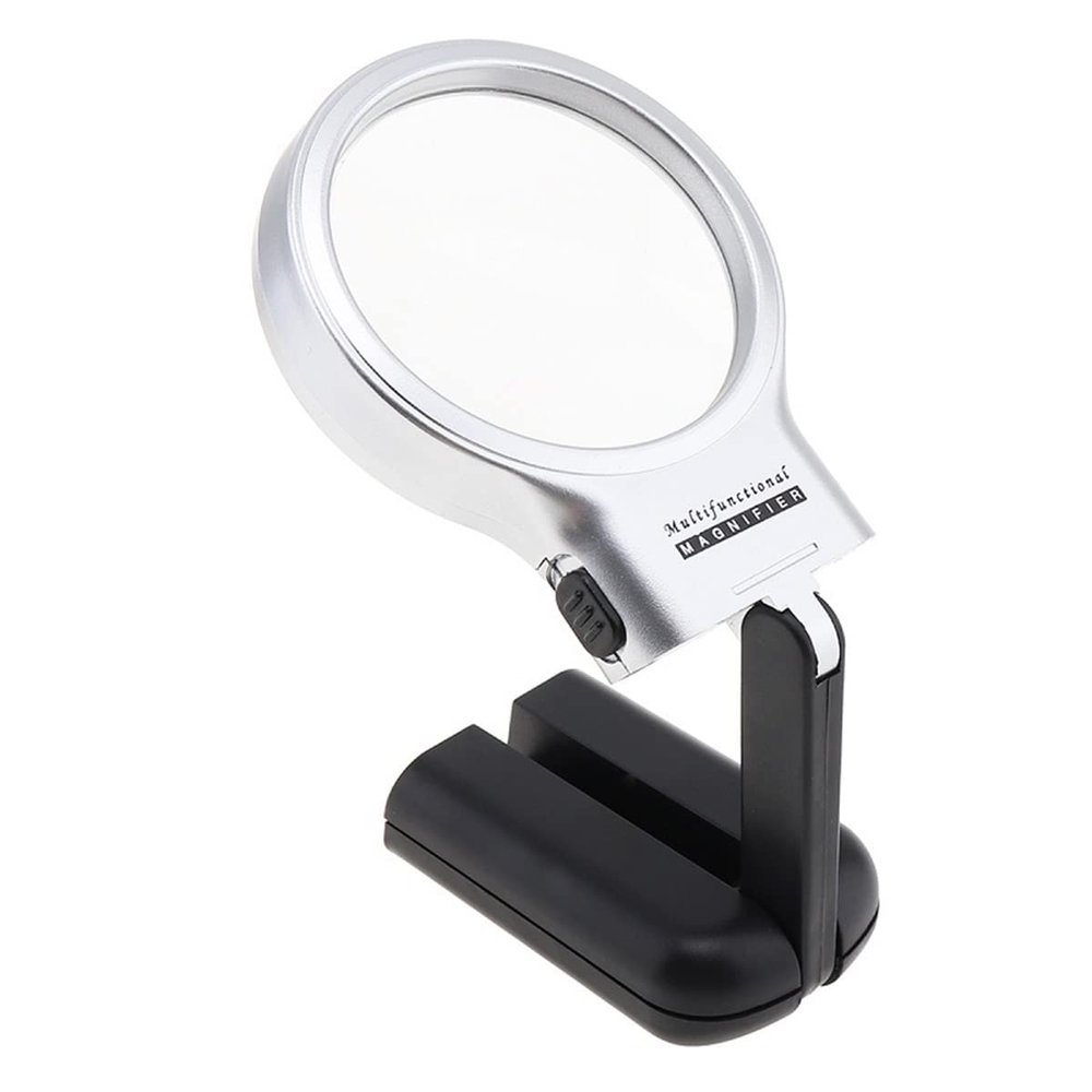 Microscope Kit Magnifying Glasses with Light for Reading, Handheld 3X 45X Illuminated Magnifier Microscope with 3 LED Microscope Lens Adapters (Color : 4)