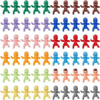 ZZYFGH 60 Mini Plastic Little Babies 12 Colors Tiny Figurines for Baby Shower Ice Cube Game, Bulk Small King Cake Dolls 1 Inch