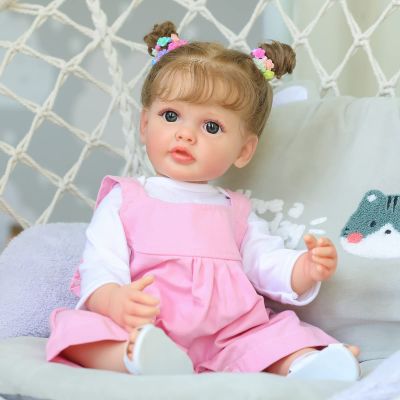 KAWAYII 55CM Full Body Silicone Waterproof Toddler Girl Doll Princess Lifelike Soft Touch 3D Skin Multiple Layers Painting Doll