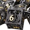 ARUOHHA Hollow DND Metal Dice Set Black Gold Dragons D and D Dice, RPG Role Playing Games Dungeons Polyhedral Dice with Gift Box D20 D12 D10 D8 D6 D4 view 1
