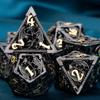 ARUOHHA Hollow DND Metal Dice Set Black Gold Dragons D and D Dice, RPG Role Playing Games Dungeons Polyhedral Dice with Gift Box D20 D12 D10 D8 D6 D4 view 2
