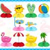10 Pcs Summer Pool Honeycomb Table Centerpieces Decorations Beach Hawaii Theme Birthday Party Paper Table Topper Photo Props for BBQ Summer Pool Party Beach Favor Supplies view 1