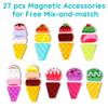 HELLOWOOD Wooden Ice Cream Truck, 28 pcs Magnetic Ice Cream Sweet Treats Pretend Play Food & Accessories, Montessori Sorting & Stacking Toys for Toddler Girls & Boys Age 2-5 view 2