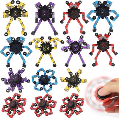 8PCS Transformable Fidget Spinner Toy for Kids Adults, Deformation Robot Chain Spinner Fingertip Gyro Toys for Boys Girls 3-12, Stress Relief Sensory Toys for Goodie Bag Fillers Kids Travel