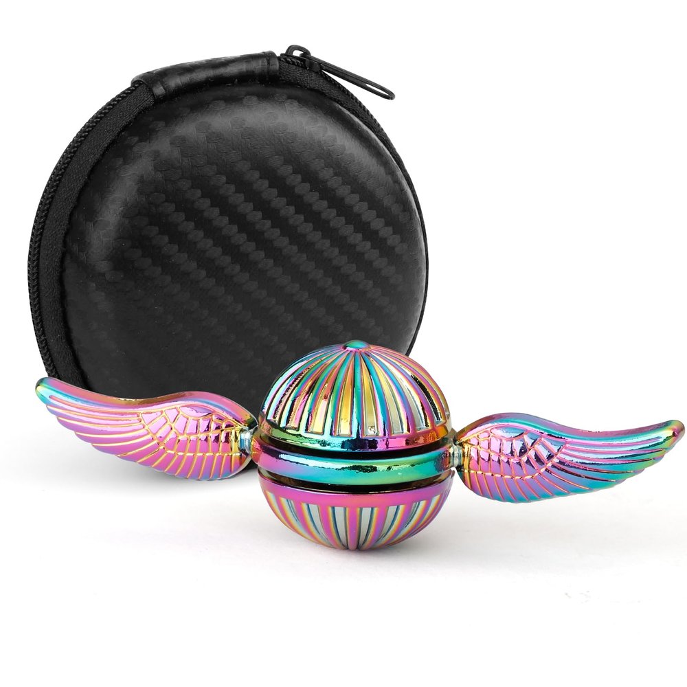 Hand Fidget Spinner Toy for Kids Adults, Rainbow Metal Sensory Ball Orb Toy for Boys Gilrs, Gift for Anxiety Stress Relief, Quiet Desk Toys Decoration for School Home Office