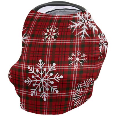 Baby Car Seat Covers Christmas Winter Snowflake Red Black Buffalo Plaid Nursing Covers Breastfeeding Scarf Soft Stretchy Carseat Canopy Cover Shopping Cart Cover Stroller Covers for Baby Girls Boys