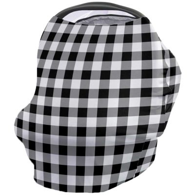 Baby Car Seat Covers Black White Buffalo Plaid Nursing Covers Breastfeeding Scarf Soft Stretchy Carseat Canopy Cover Shopping Cart Cover Stroller Covers for Baby Girls Boys