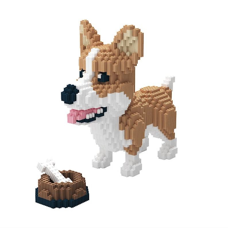 BDYDT Animal Corgi Dog and Food Micro Building Blocks Set1860PCS Gift for Adults and Kids