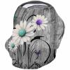Baby Car Seat Covers Teal Purple Daisy Retro Farmhouse Wooden Board Nursing Covers Breastfeeding Scarf Soft Stretchy Carseat Canopy Cover Shopping Cart Cover Stroller Covers for Baby Girls Boys view 1