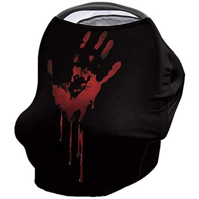 Baby Car Seat Covers Halloween Bloody Hand Image Nursing Covers Breastfeeding Scarf Soft Stretchy Carseat Canopy Cover Shopping Cart Cover Stroller Covers for Baby Girls Boys