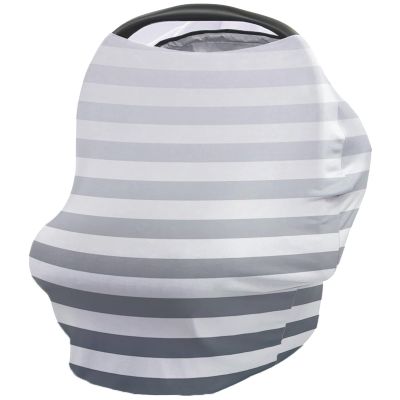 Baby Car Seat Covers Gray Stripe Gradient Nursing Covers Breastfeeding Scarf Soft Stretchy Carseat Canopy Cover Shopping Cart Cover Stroller Covers for Baby Girls Boys