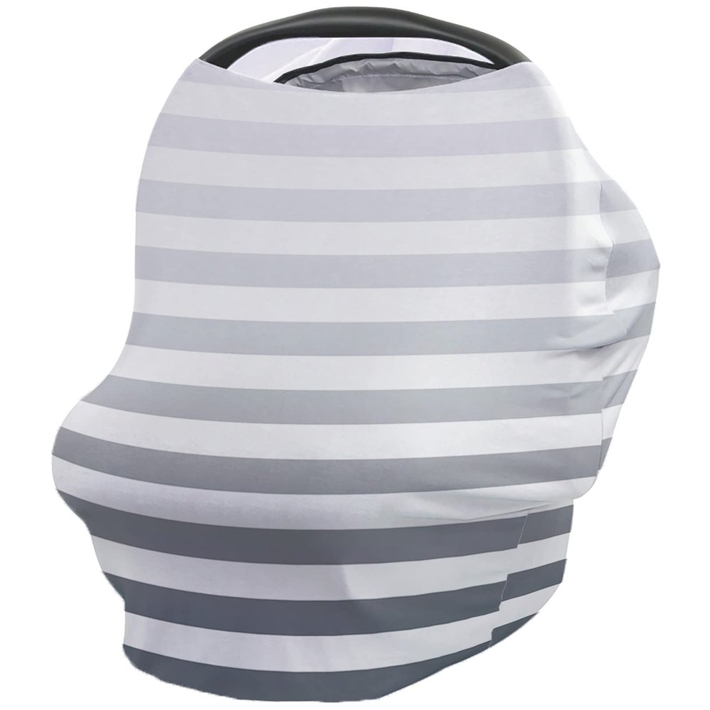 Baby Car Seat Covers Gray Stripe Gradient Nursing Covers Breastfeeding Scarf Soft Stretchy Carseat Canopy Cover Shopping Cart Cover Stroller Covers for Baby Girls Boys
