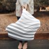 Baby Car Seat Covers Gray Stripe Gradient Nursing Covers Breastfeeding Scarf Soft Stretchy Carseat Canopy Cover Shopping Cart Cover Stroller Covers for Baby Girls Boys view 2