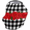 Baby Car Seat Covers Valentine's Day Red Rose on Black White Buffalo Plaid Nursing Covers Breastfeeding Scarf Soft Stretchy Carseat Canopy Cover Shopping Cart Cover Stroller Covers for Baby Girls Boys view 1