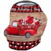 Baby Car Seat Covers Valentine's Day Red Truck with Roses Wood Grain Nursing Covers Breastfeeding Scarf Soft Stretchy Carseat Canopy Cover Shopping Cart Cover Stroller Covers for Baby Girls Boys view 1