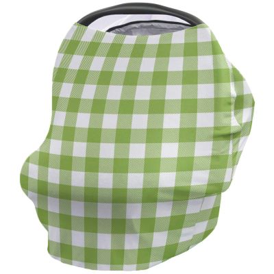 Baby Car Seat Covers Pastoral Style Light Green Lattice Nursing Covers Breastfeeding Scarf Soft Stretchy Carseat Canopy Cover Shopping Cart Cover Stroller Covers for Baby Girls Boys