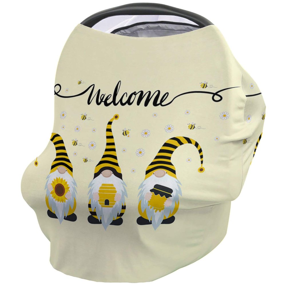 Baby Car Seat Covers Summer Bee Welcome Nursing Covers Breastfeeding Scarf Soft Stretchy Carseat Canopy Cover Shopping Cart Cover Stroller Covers for Baby Girls Boys