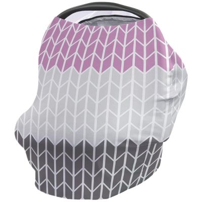 Baby Car Seat Covers Modern Geometric Zig Zag Pink Gray Pattern Nursing Covers Breastfeeding Scarf Soft Stretchy Carseat Canopy Cover Shopping Cart Cover Stroller Covers for Baby Girls Boys
