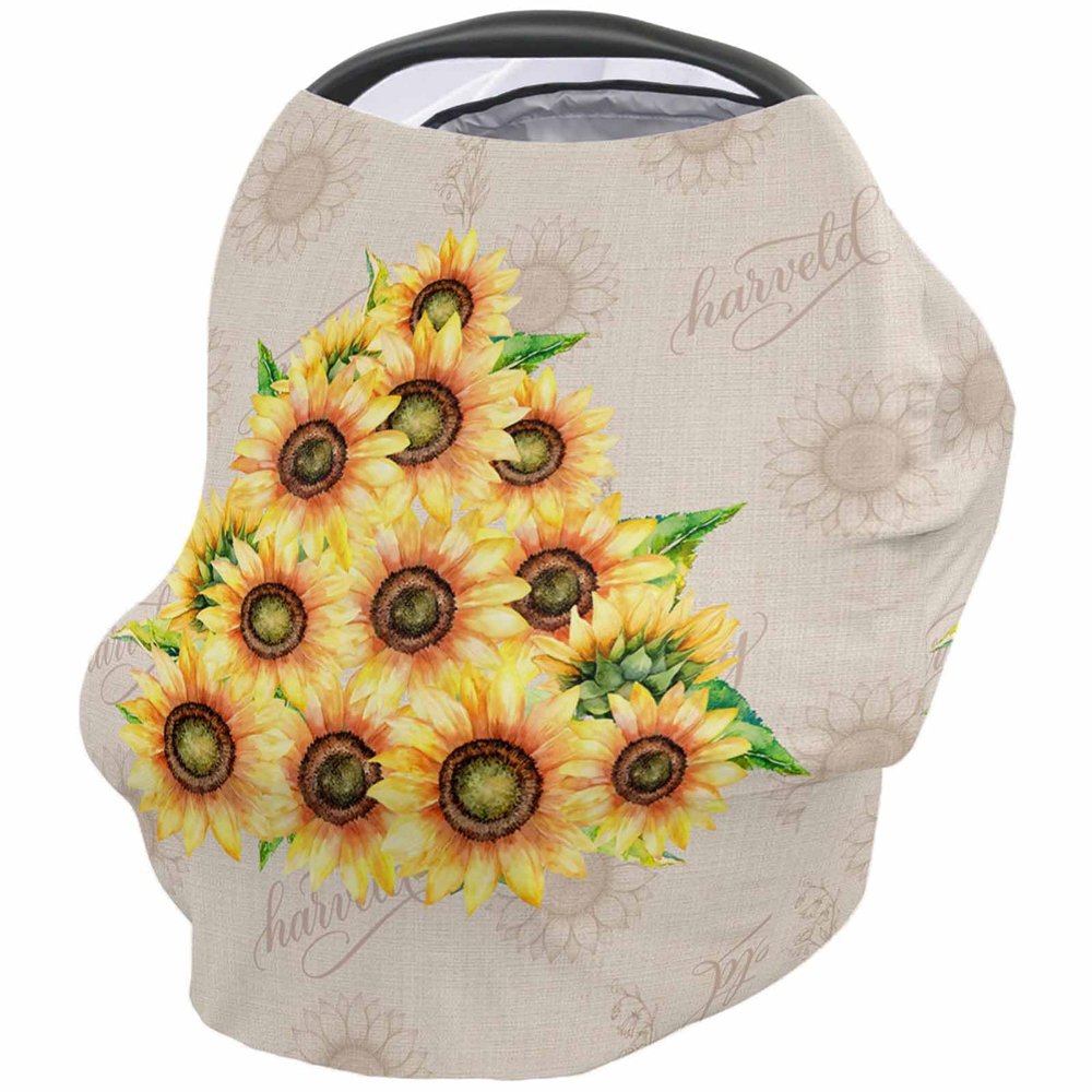 Baby Car Seat Covers Sunflower Nursing Covers Breastfeeding Scarf Soft Stretchy Carseat Canopy Cover Shopping Cart Cover Stroller Covers for Baby Girls Boys