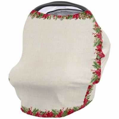 Baby Car Seat Covers Christmas Poinsettia Xmas Flower Pine Cone Border Nursing Covers Breastfeeding Scarf Soft Stretchy Carseat Canopy Cover Shopping Cart Cover Stroller Covers for Baby Girls Boys