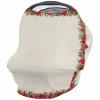 Baby Car Seat Covers Christmas Poinsettia Xmas Flower Pine Cone Border Nursing Covers Breastfeeding Scarf Soft Stretchy Carseat Canopy Cover Shopping Cart Cover Stroller Covers for Baby Girls Boys view 1