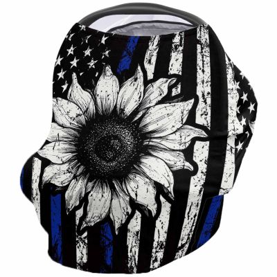 Baby Car Seat Covers Black and White Sunflower The Flag of America Nursing Covers Breastfeeding Scarf Soft Stretchy Carseat Canopy Cover Shopping Cart Cover Stroller Covers for Baby Girls Boys