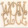 9 Inch Wooden Letters Curlz J Monogram Inital, Unfinished Girl Alphabet Nursery Decor Letter, Paintable Wall Art DIY view 4