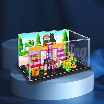 Acrylic Display case Compatible with Pet Adoption Cafe 41699 (Model Set is not Included) (with Theme Background)