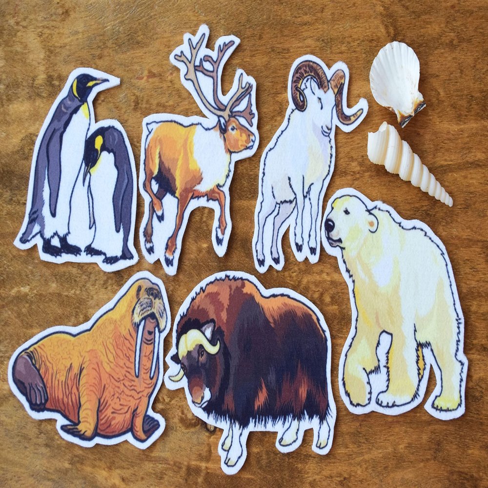 Arctic Animal Board Story Flannel Creative Play Felt Board Set Teacher Stories Preschool Imagination Biology Toys Learning Set Travel Game Gift