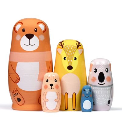 Tphon Nesting Dolls Wooden Russian Matryoshka Dolls for Toddlers Kids Handmade Toys Stacking Doll Set for Children Christmas Birthday Decoration Halloween Wishing Gift