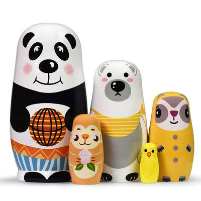Tphon Nesting Dolls Wooden Russian Matryoshka Dolls for Toddlers Kids Handmade Toys Stacking Doll Set for Children Christmas Birthday Decoration Halloween Wishing Gift