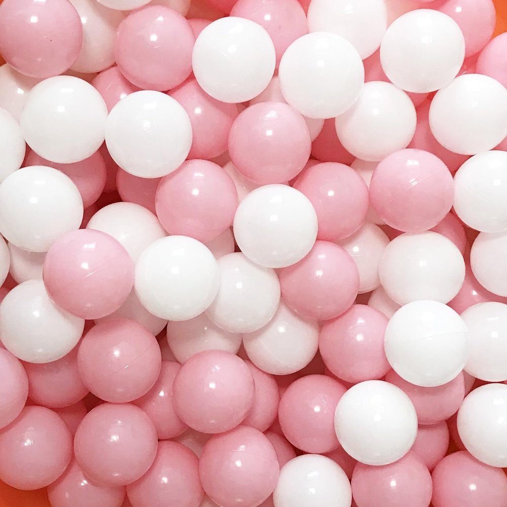 MoonxHome Ball Pit Balls for Toddlers, BPA Free Crush Proof Plastic Toy Balls for Ball Pit, Children's Pool Water Toys, Ideal Gift for Christmas Balls for Play Tent 2.15 Inch Pack of 100 White Pink