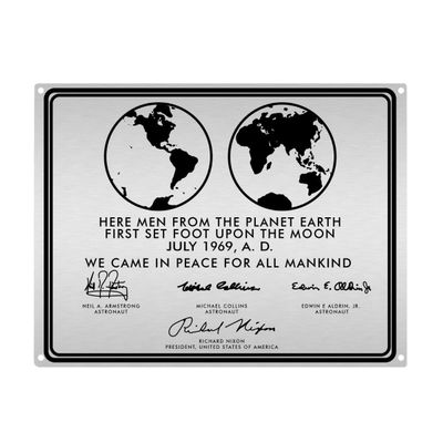 Future of Flight NASA Moon Landing Plaque Replica Aluminum Sign