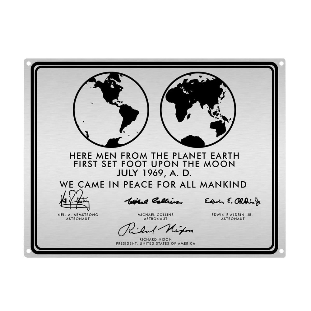 Future of Flight NASA Moon Landing Plaque Replica Aluminum Sign