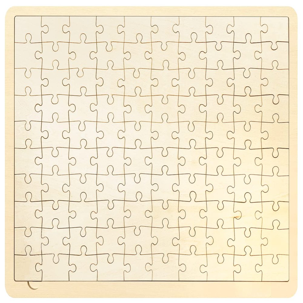 100 Piece Blank Puzzle with Tray to Draw on, Each Piece is Unique, Make Your Own Wooden Jigsaw Puzzles, Custom Puzzle 14.2x10.6 Inches for Crafts & DIY
