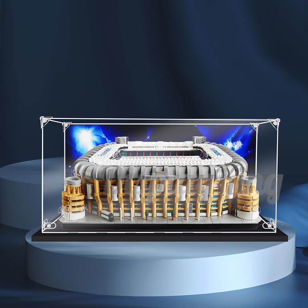 Acrylic Display case Compatible with Screw for Real Madrid Santiago Bernabeu Stadium 10299 (Model Set is not Included) (with Theme Background)(US Stock)