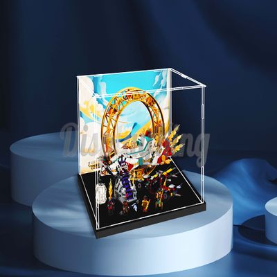 Acrylic Display case Compatible with Nezhas Fire Ring 80034 (Model Set is not Included) (with Theme Background)