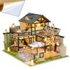 WonDerfulC 3D Wooden Miniature Dollhouse Kit New Chinese Courtyard Villa Model DIY Christmas Crafts Wood Toy Handcraft Artwork for Adults (with dust Cover) view 1