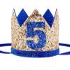 Socub Birthday Crown Headbands for Baby Boy - Golden Blue 5th Birthday Party Supplies view 1