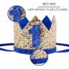 Socub Birthday Crown Headbands for Baby Boy - Golden Blue 5th Birthday Party Supplies view 2